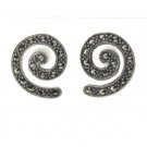 Spiral Line Marcasite 925 Sterling Silver Vintage Earrings