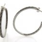 40mm Round Hoop Marcasite 925 Sterling Silver Earrings