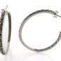 40mm Round Hoop Marcasite 925 Sterling Silver Earrings