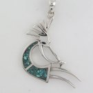 Tribal Kokopelli Stone Inlay 925 Sterling Silver Charm Pendant