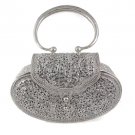 Vintage Oval Floral Engrave 925 Sterling Silver Evening Bag Clutch Handle