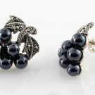 Grape Fruit Marcasite Paved 925 Sterling Silver Stud Earrings