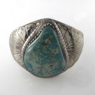 7.5" Teardrop Turquoise  925 Sterling Silver Cuff Bracelet Western Cowboy