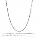 16" - 40" Twist Rope 2mm 925 Solid Sterling Silver Chain Necklace Black Oxidized