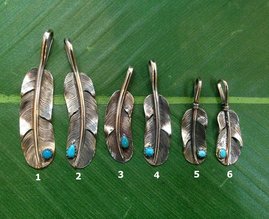 Curve Bird Feather Leaf Blue Turquoise 925 Sterling Silver Pendant