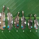 Curve Bird Feather Leaf Blue Turquoise 925 Sterling Silver Pendant