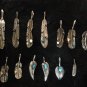 Curve Bird Feather Leaf Blue Turquoise 925 Sterling Silver Pendant