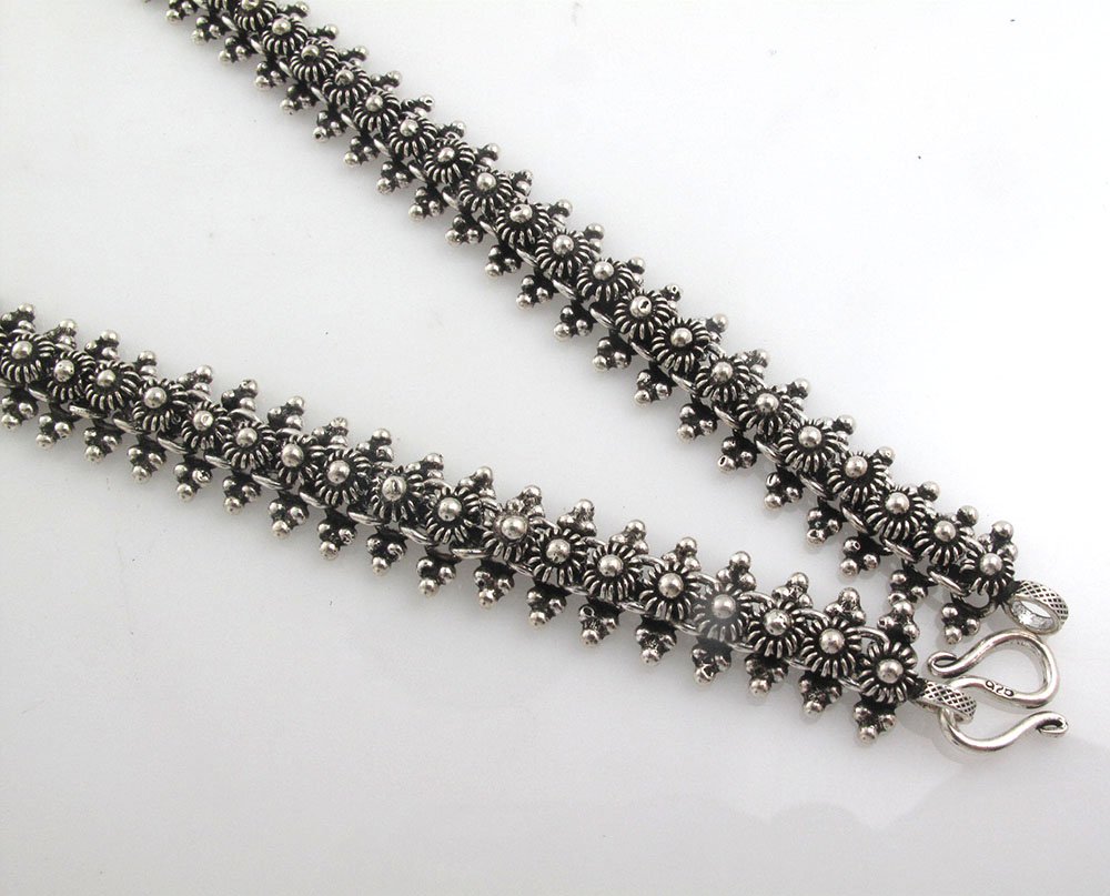 10mm Flat Cross Braid Bali Chain 925 Sterling Silver Necklace Black Oxidized