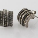 Square Facet Marcasite Paved 925 Sterling Silver Stud Earrings