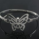7.5" Wild Butterfly Filigree 925 Sterling Silver Bangle Flat Polished
