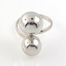 Double Bead Round Ball 925 Sterling Silver Ring Shiny Size 8
