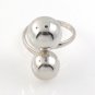 Double Bead Round Ball 925 Sterling Silver Ring Shiny Size 8