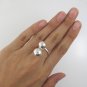 Double Bead Round Ball 925 Sterling Silver Ring Shiny Size 8