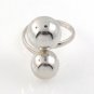 Double Bead Round Ball 925 Sterling Silver Ring Shiny Size 8