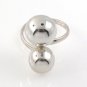 Double Bead Round Ball 925 Sterling Silver Ring Shiny Size 8