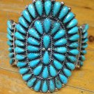 7" Needlepoint Cluster Turquoise Stones 925 Sterling Silver Cuff Bracelet