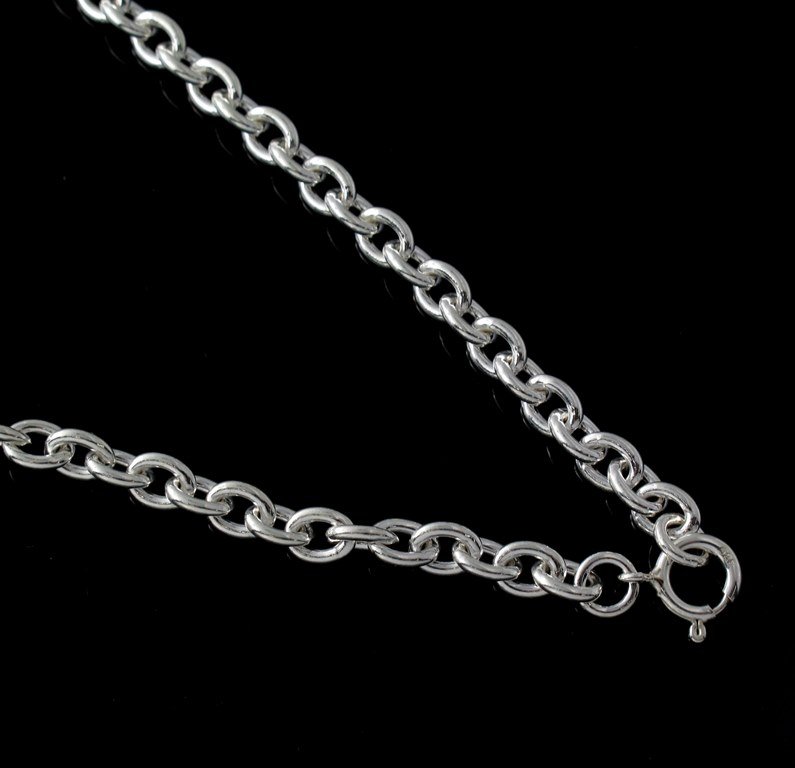 4.5mm Cable Oval Link Chain Shiny 925 Sterling Silver Necklace Polish
