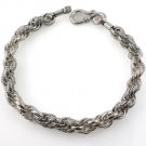8" Twist Circle Ring Link 7mm Sterling Silver Chain Bracelet Black Oxidized