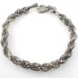 8" Twist Circle Ring Link 7mm Sterling Silver Chain Bracelet Black Oxidized