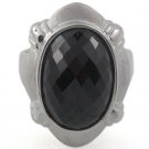 Black Onyx Oval Stone 925 Sterling Silver Ring Statement Cocktail