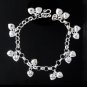 Double Love Heart Dangle Charm Chain 925 Sterling Silver Bracelet Polish