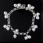 Double Love Heart Dangle Charm Chain 925 Sterling Silver Bracelet Polish