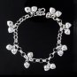 Double Love Heart Dangle Charm Chain 925 Sterling Silver Bracelet Polish