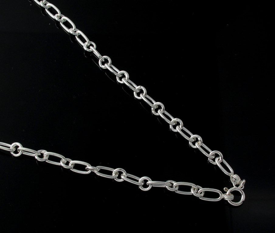 4mm Circle Oval Chain Link Chain Shiny 925 Sterling Silver Necklace