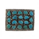 Turquoise Nuggets 925 Sterling Silver Belt Buckle Handmade Cowboy Western 2"