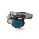Oval Blue Stone Bamboo Wrap 925 Sterling Silver Ring Small