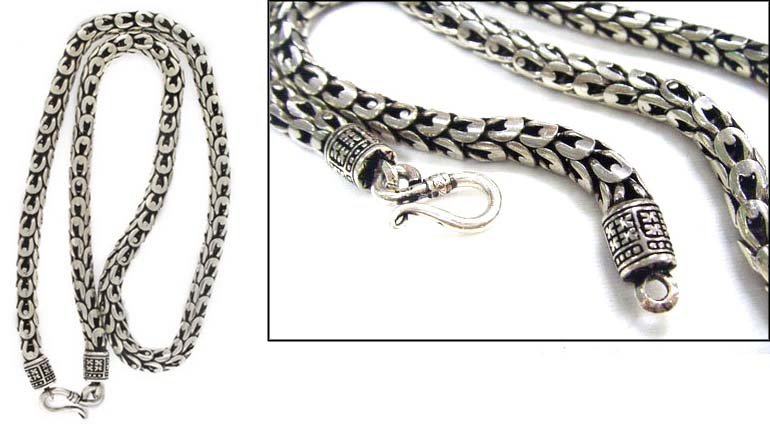 6mm Thick Dragon Scale Black Oxidized 925 Sterling Silver Chain Necklace