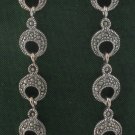 Circle Chain Drop Marcasite 925 Sterling Silver Stud Earrings