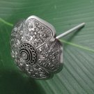 Blossom Flower Engrave Umbrella Hair Pin 925 Sterling Silver Jewelry Stick