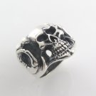 Ram Aries Skull Head Gothic 925 Sterling Silver Men's Ring Black Oxidized Biker