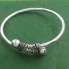 7.5" 3mm Twist Ball End Bali 925 Sterilng Silver Cuff Bracelet