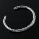7" 6mm Round Hammered Handmade Karen Hill Tribe Sterilng Silver Cuff Bracelet