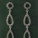 Double Teardrop Marcasite 925 Sterling Silver Stud Earrings