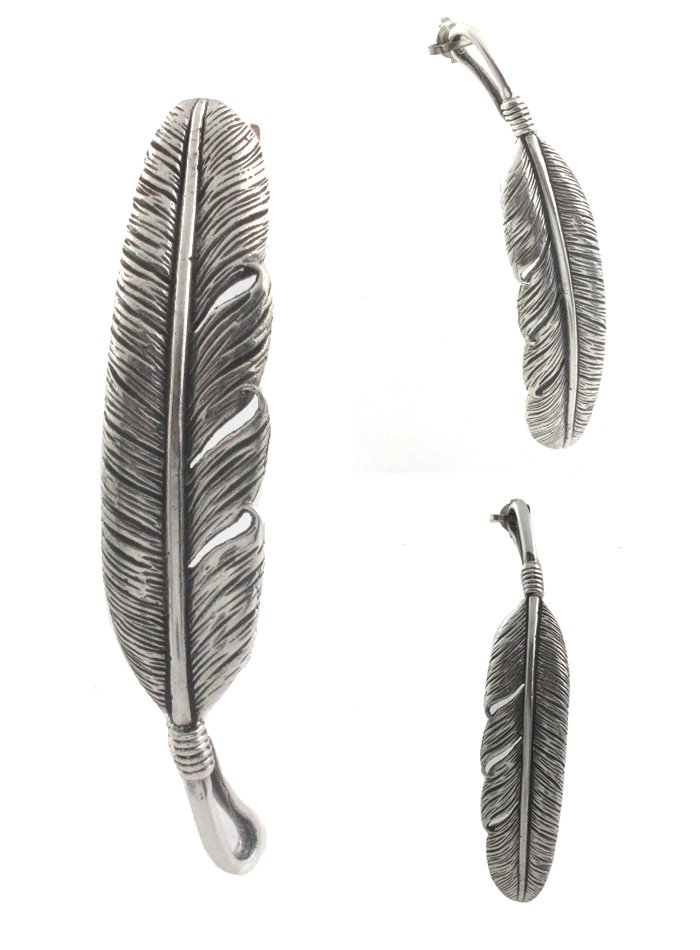 Bird Feather Leaf 925 Sterling Silver Pendant Charm Tribal Black Oxidized