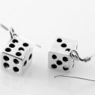 Dice Cube 925 Sterling Silver Black Oxidized Dangle Earrings Hook