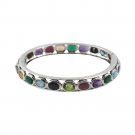 7" 8" Oval Row Multicolor Gemstone 925 Sterling Silver Bracelet Bangle