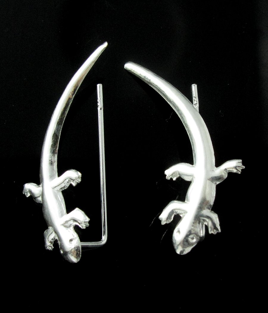 Lizard Ear cuff Wrap Pin 925 Sterling Silver Earrings Clip Climber Plain