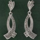 Marquise Ribbon Marcasite 925 Sterling Silver Earrings