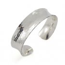 6" 16mm Hammer Band Concave 925 Sterling Silver Cuff Bracelet Polish