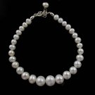 7" to 8" Cascading White Freshwater Pearl Strand 925 Sterling Silver Bracelet