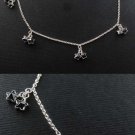9.5" Twin Stars Cubic Zirconia Sterling Silver Chain Anklet
