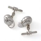 Cute Baseball Cap 925 Sterling Silver Men's Cufflinks Chain
