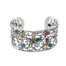 6.25" Blossom Flower Filigree Band Gemstone 925 Sterling Silver Cuff Bracelet