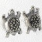 Tiny Turtle Animal Marcasite Paved 925 Sterling Silver Earrings