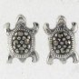 Tiny Turtle Animal Marcasite Paved 925 Sterling Silver Earrings