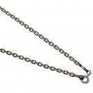 3mm Square Cable Chain Link 925 Sterling Silver Necklace Black Oxidized
